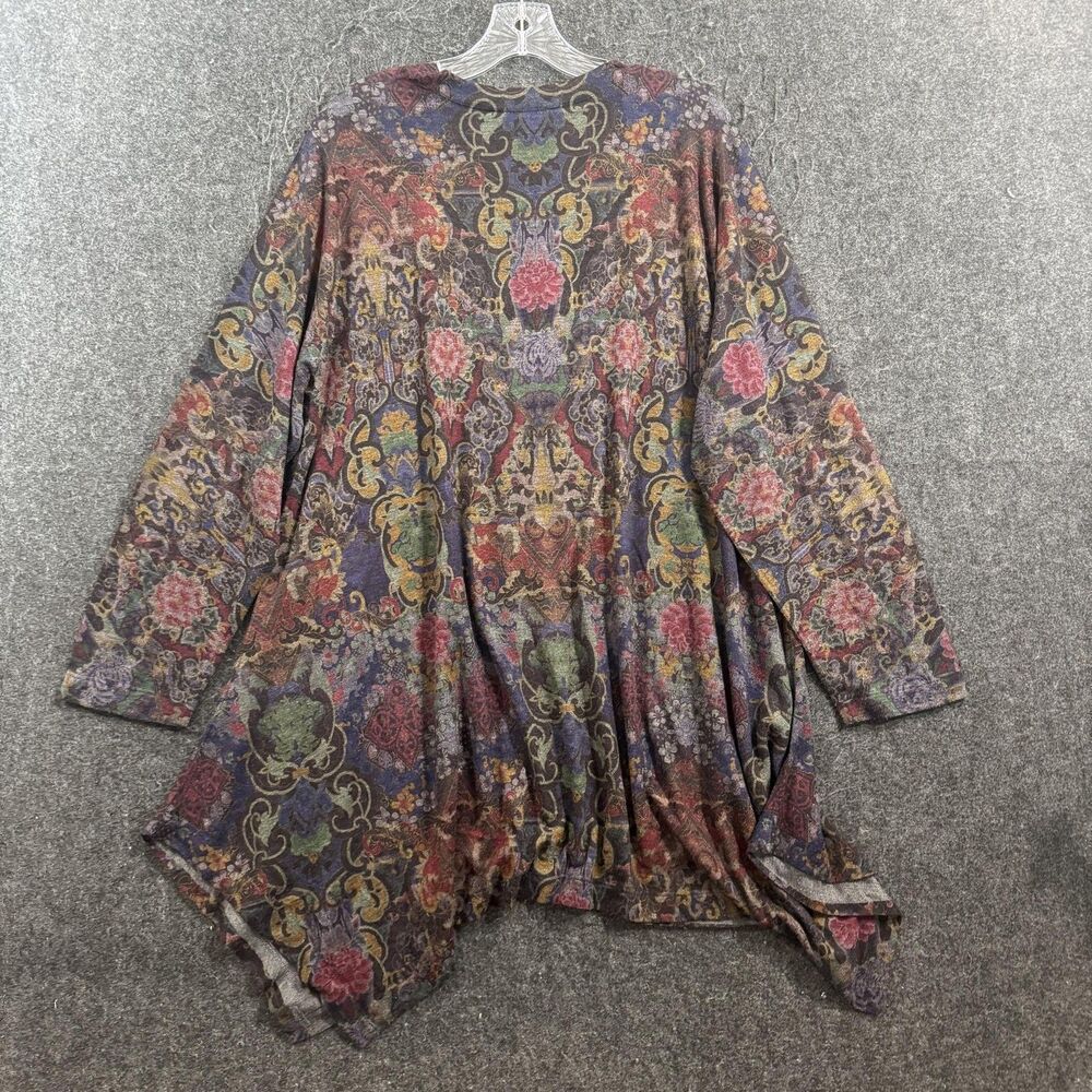 Soft Surroundings Blouse Women's 1X Multicolor Floral V Neck Tunic Long Sleeve - Picture 6 of 7